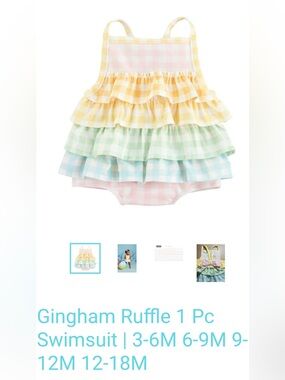 Mud Pie Gingham Ruffle Baby Swimsuit - Pastel